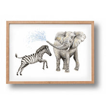 Load image into Gallery viewer, Poster elephant and zebra
