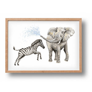 Poster Elefant und Zebra