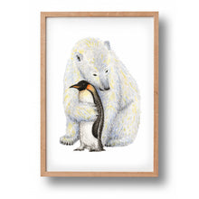 Load image into Gallery viewer, Poster polar bear and penguin
