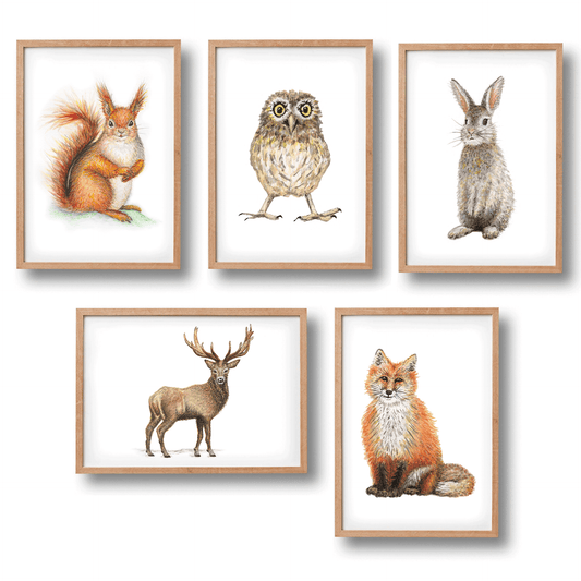 5 posters forest animals