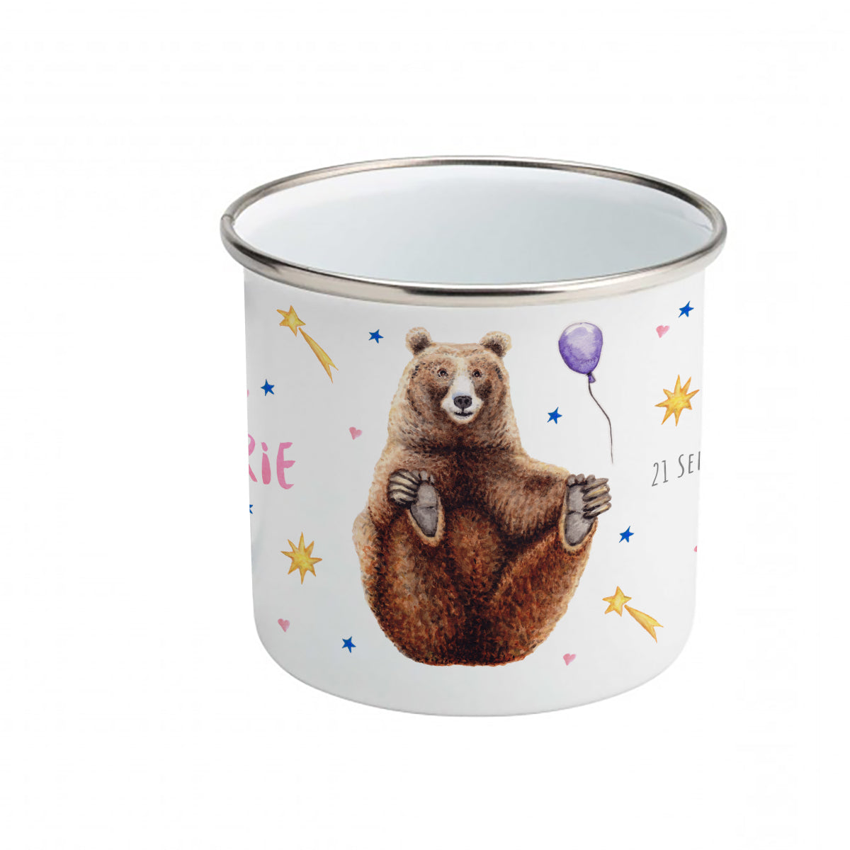 Enamel cup bear rabbit deer with name
