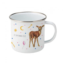 Load image into Gallery viewer, Enamel cup bear rabbit deer with name
