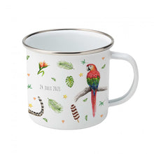 Load image into Gallery viewer, Enamel cup cheetah alpaca flamingo / parrot with name
