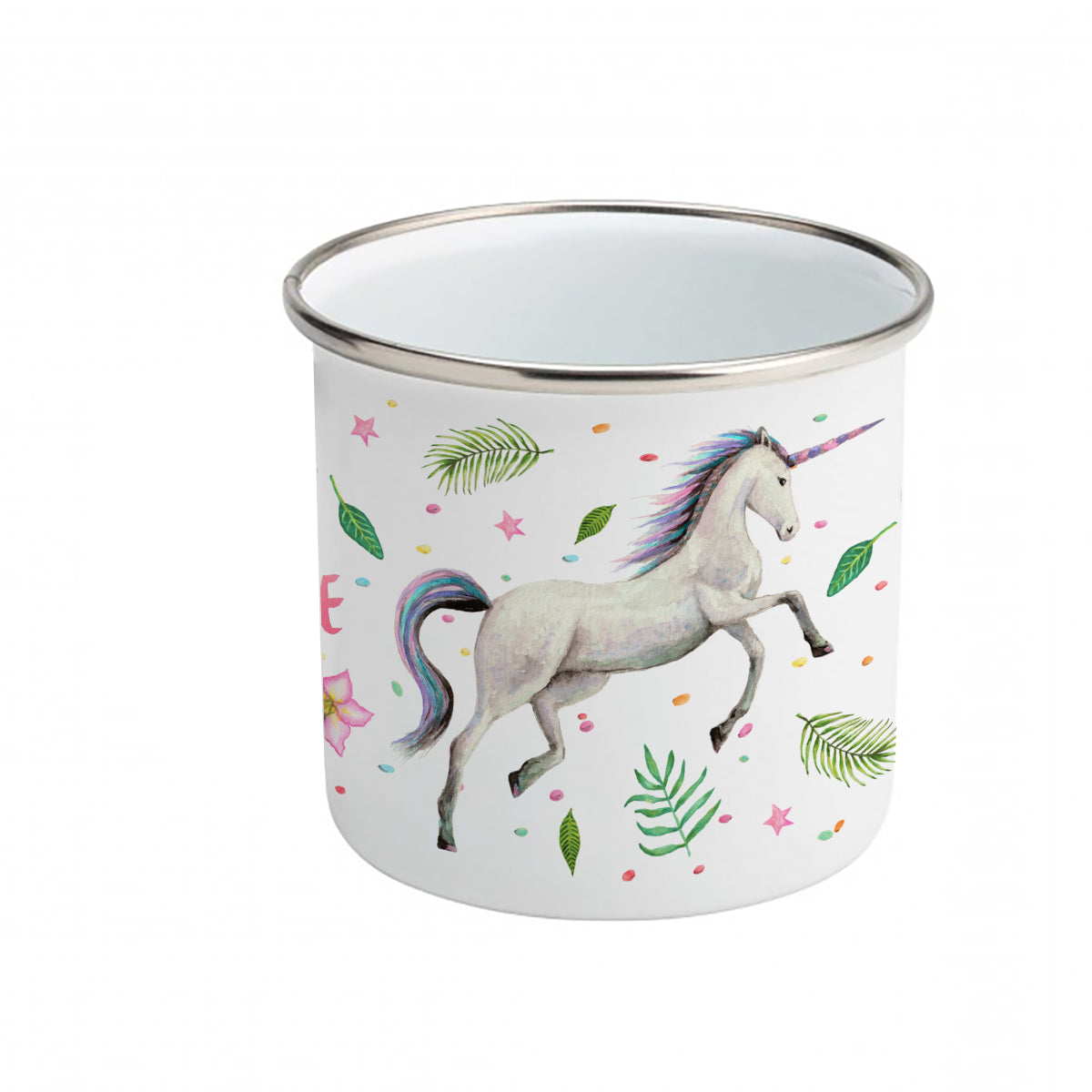 Emaille beker eenhoorn flamingo regenboog met naam