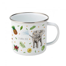 Load image into Gallery viewer, Enamel mug camel tiger and elephant custom with name
