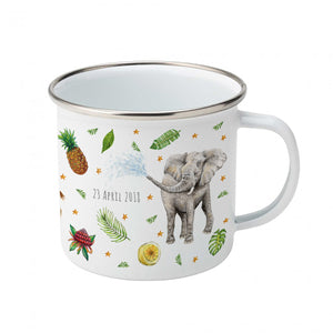 Enamel mug camel tiger and elephant custom with name