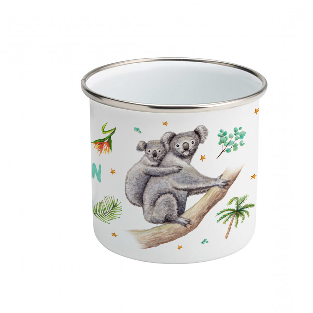 Emaille-Tasse Koala Löwe Kaninchen mit Namen