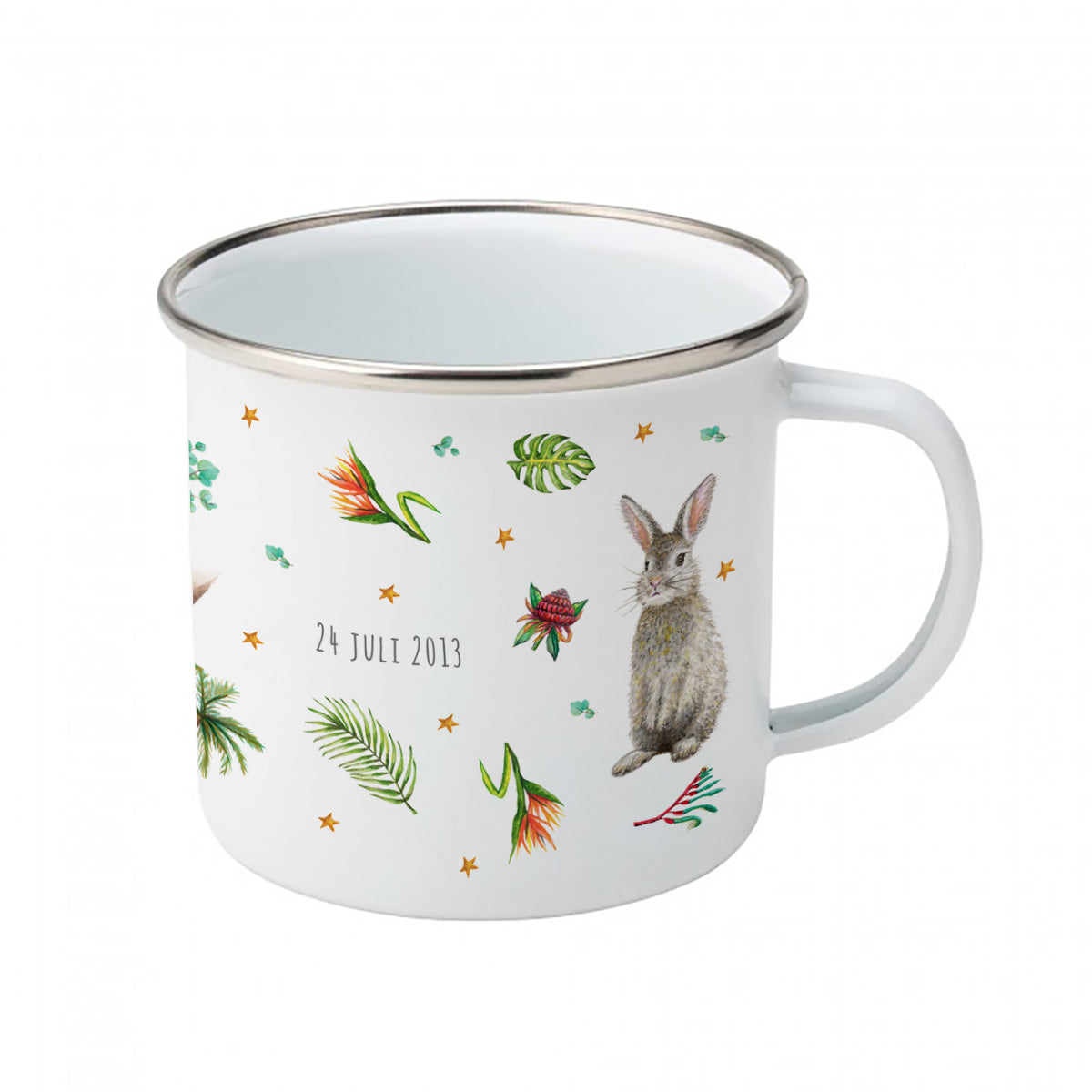 Emaille-Tasse Koala Löwe Kaninchen mit Namen