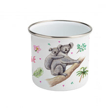 Load image into Gallery viewer, Enamel mug koala lion rabbit custom with name
