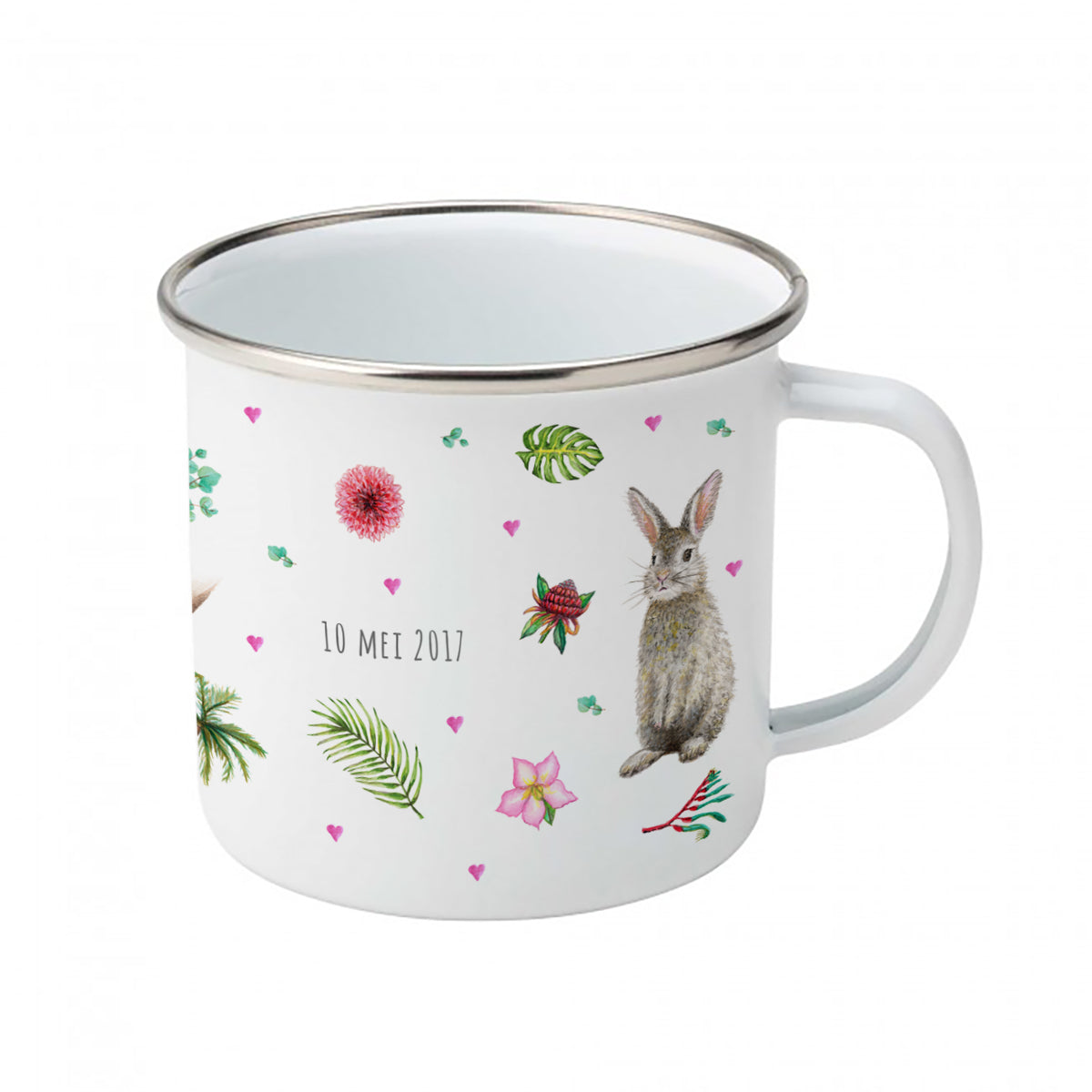 Emaille-Tasse Koala Löwe Kaninchen mit Namen