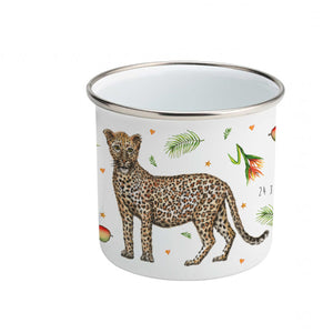 Enamel mug leopard alpaca and zebra custom with name