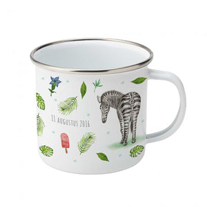 Emaille-Tasse Elefant Zebra Löwe mit Namen