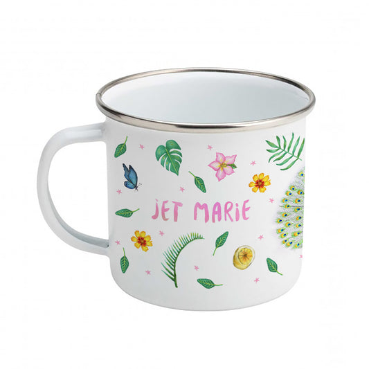 Enamel mug peacock custom with name