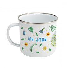 Load image into Gallery viewer, Enamel mug peacock custom with name
