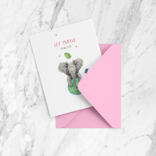 Geboortekaartje olifant meisje - sample