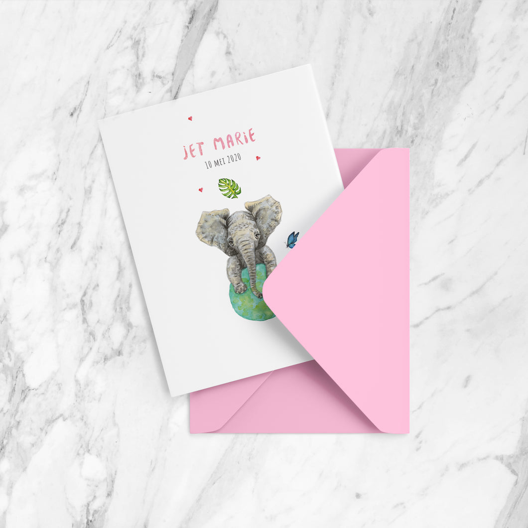 Geboortekaartje olifant meisje - sample