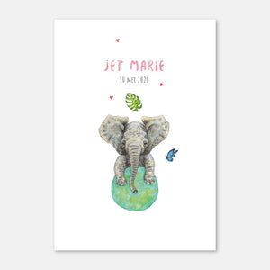 Geboortekaartje olifant meisje - sample
