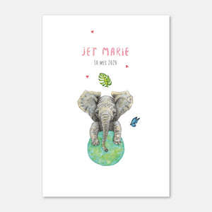 Birth announcement elephant girl - sample