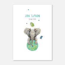 Load image into Gallery viewer, Birth announcement elephant boy - sample
