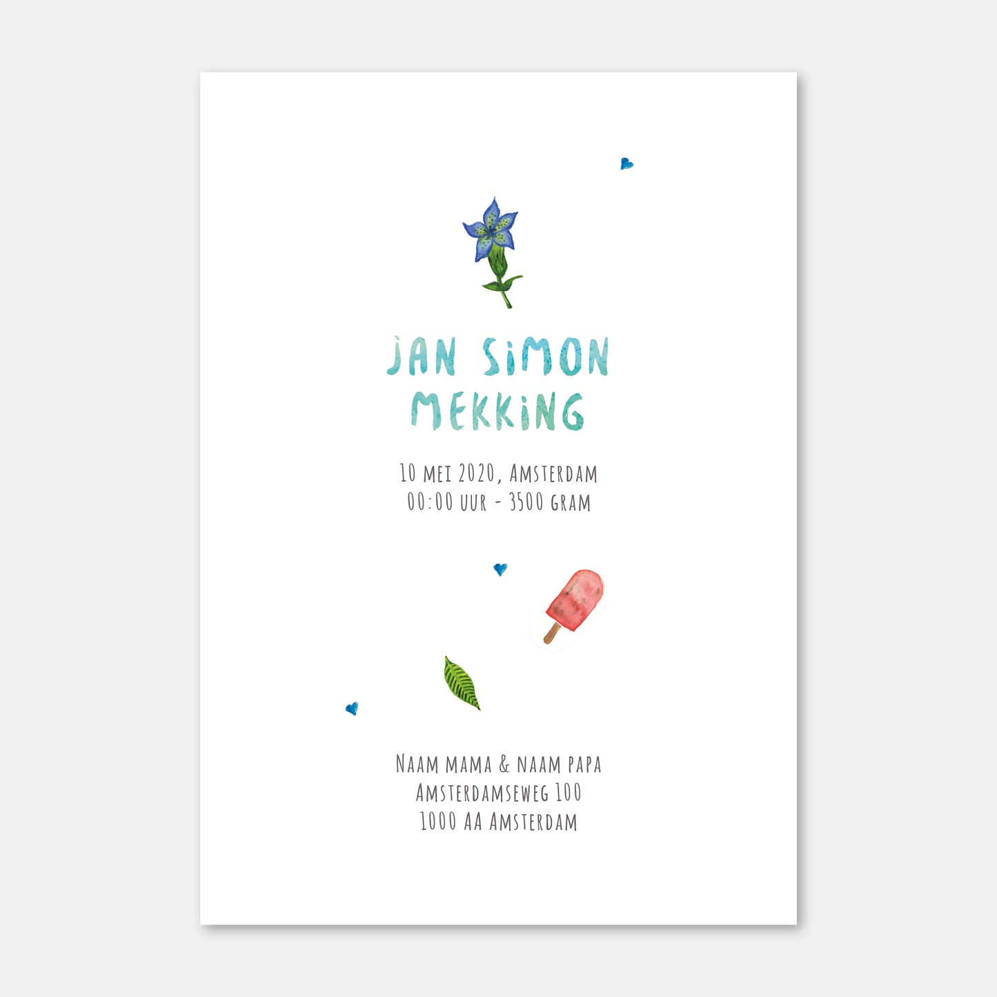 Geboortekaartje olifant jongen - sample