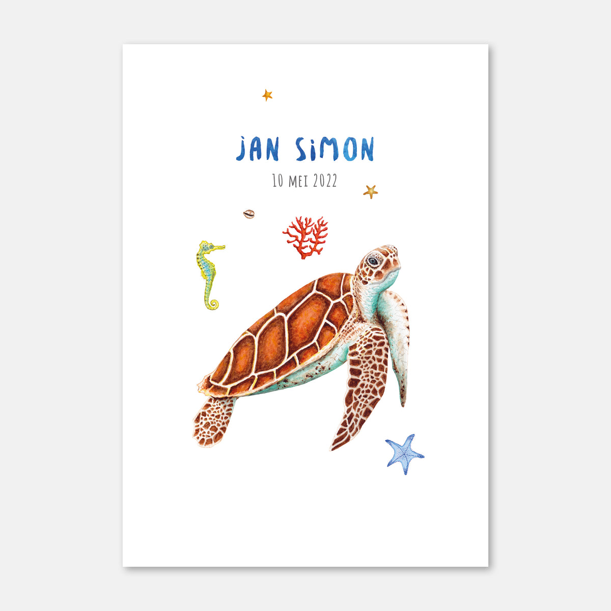 Geboortekaartje zeeschildpad jongen - sample