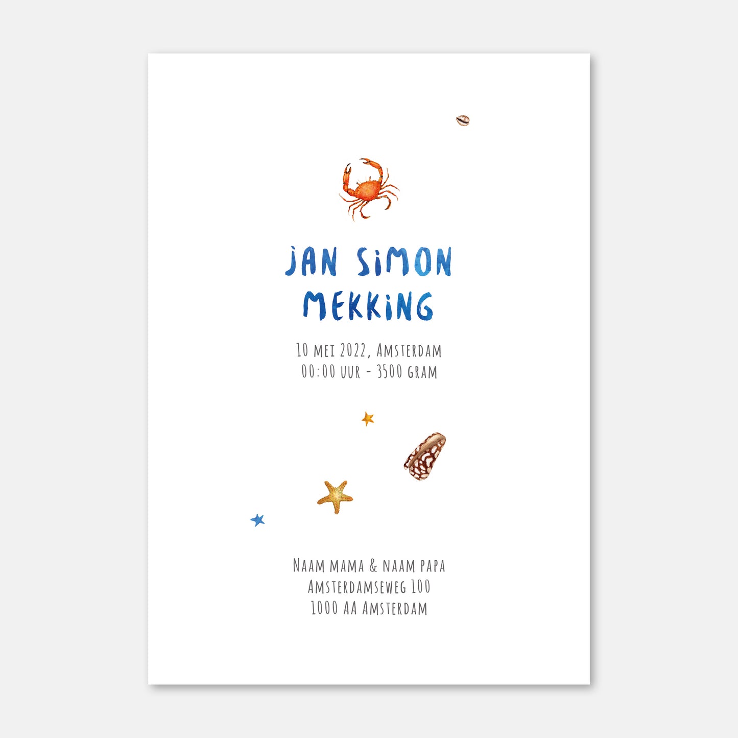 Geboortekaartje zeeschildpad jongen - sample