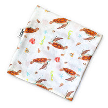 Load image into Gallery viewer, Baby muslin swaddle XL blanket sea turtle - 120cm
