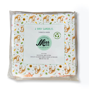 2 medium baby muslin swaddle blankets giraffe - 60 cm