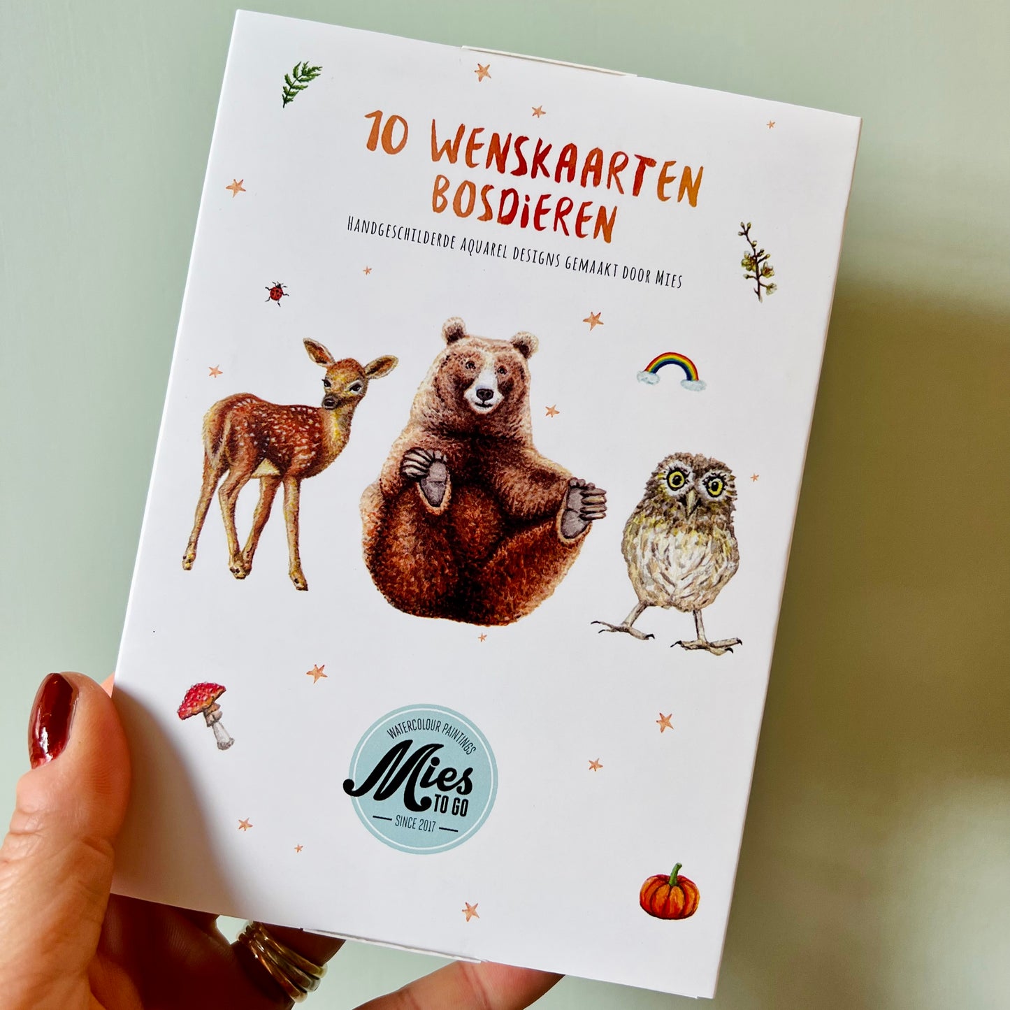 10 greeting cards tropical animals with envelope