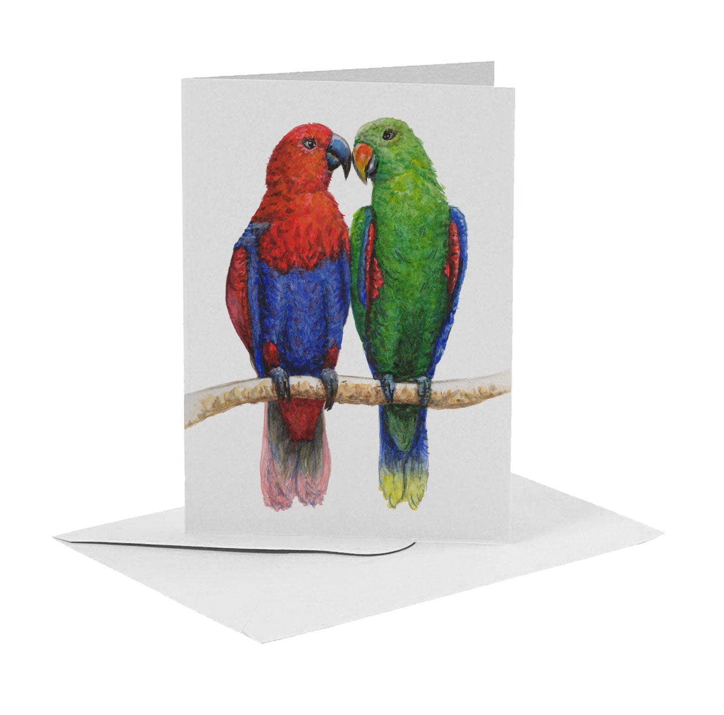 10 greeting cards birds with envelope