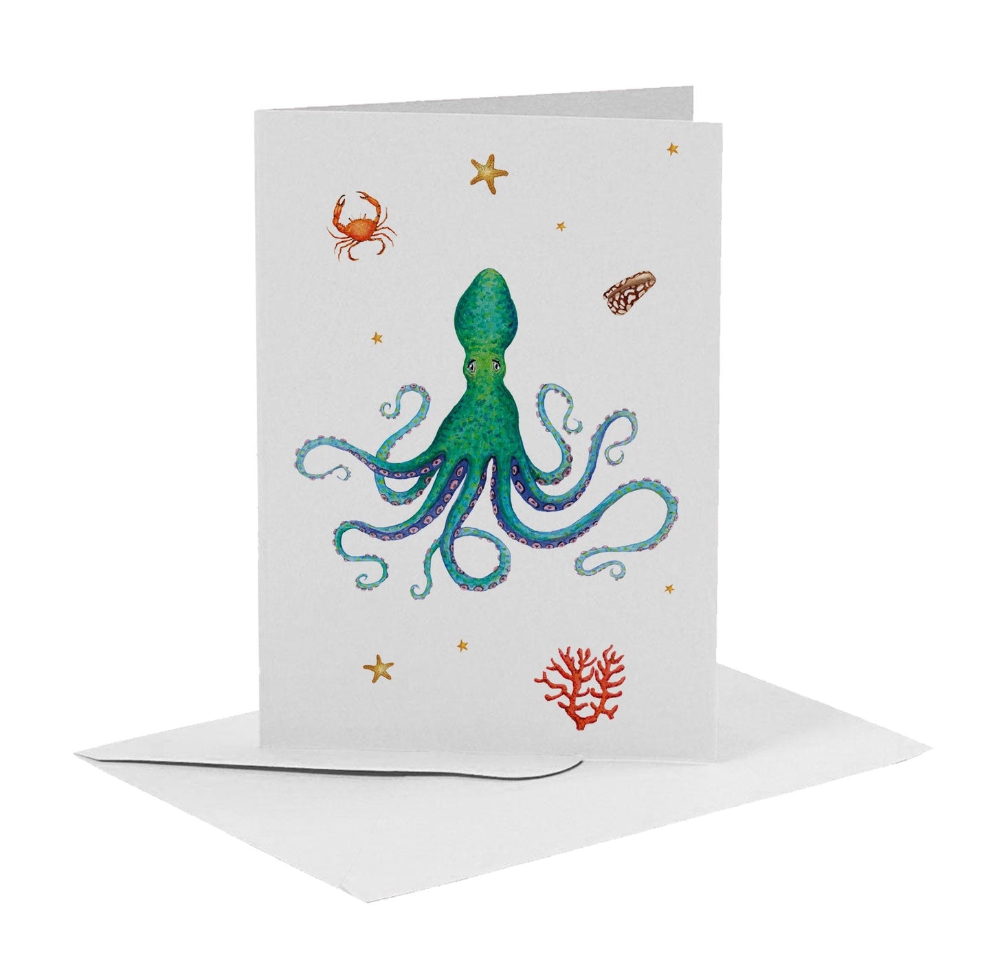 10 greeting cards sea creatures with envelope