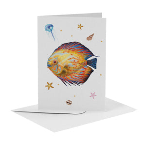 10 greeting cards sea creatures with envelope