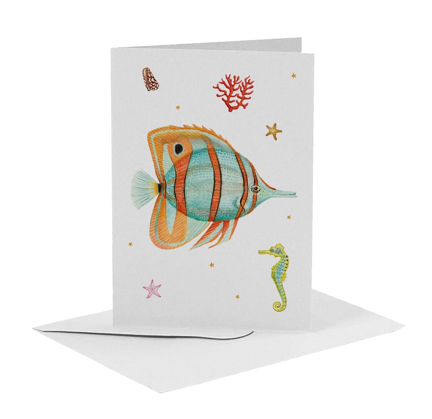 10 greeting cards sea creatures with envelope