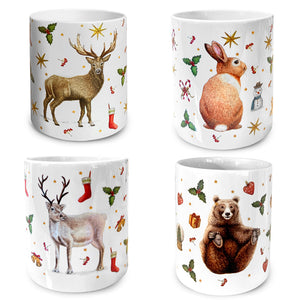 4 Weihnachtsbecher aus Keramik