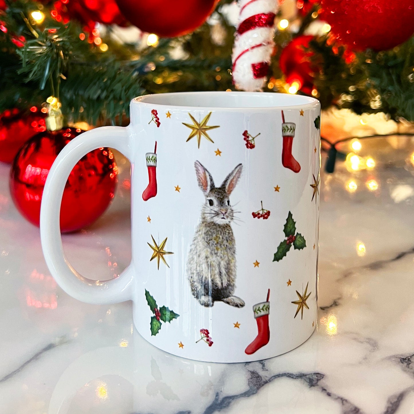 4 kerstmokken keramiek