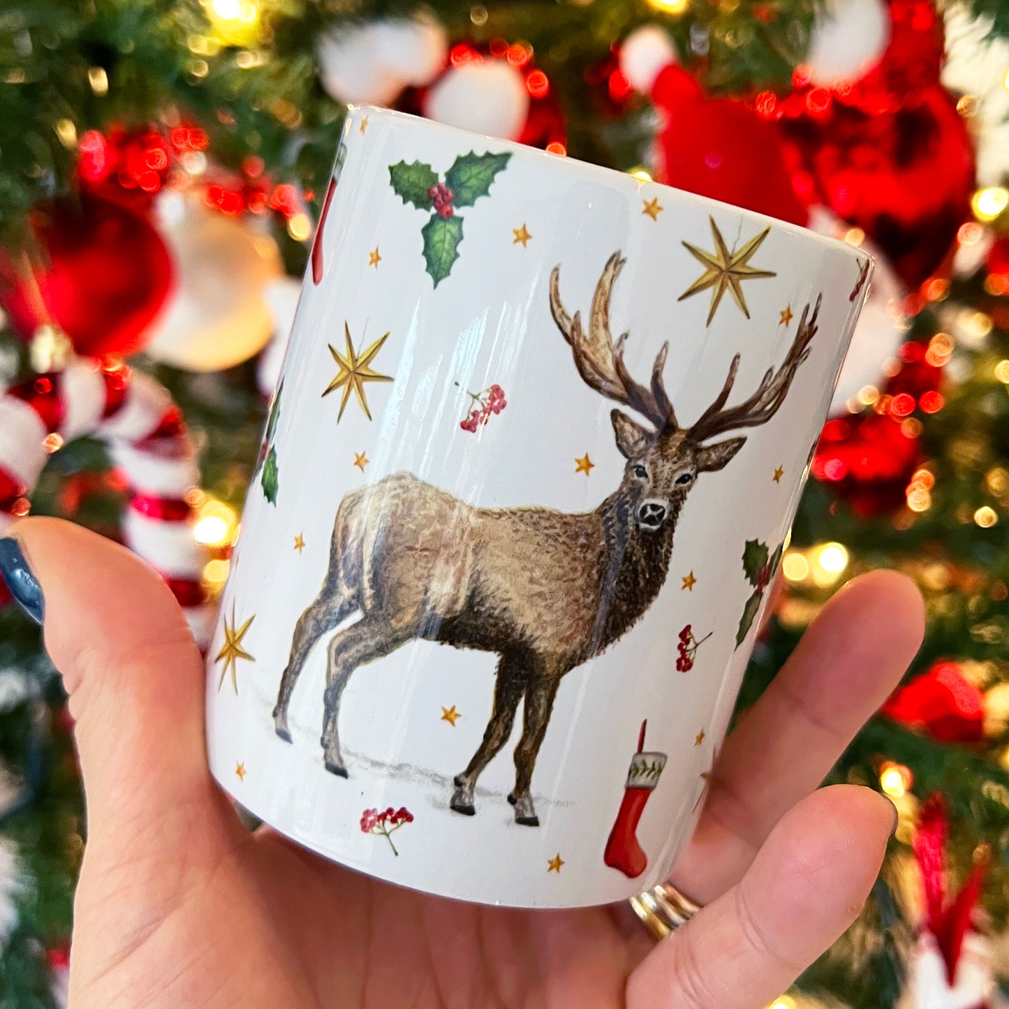 4 kerstmokken keramiek