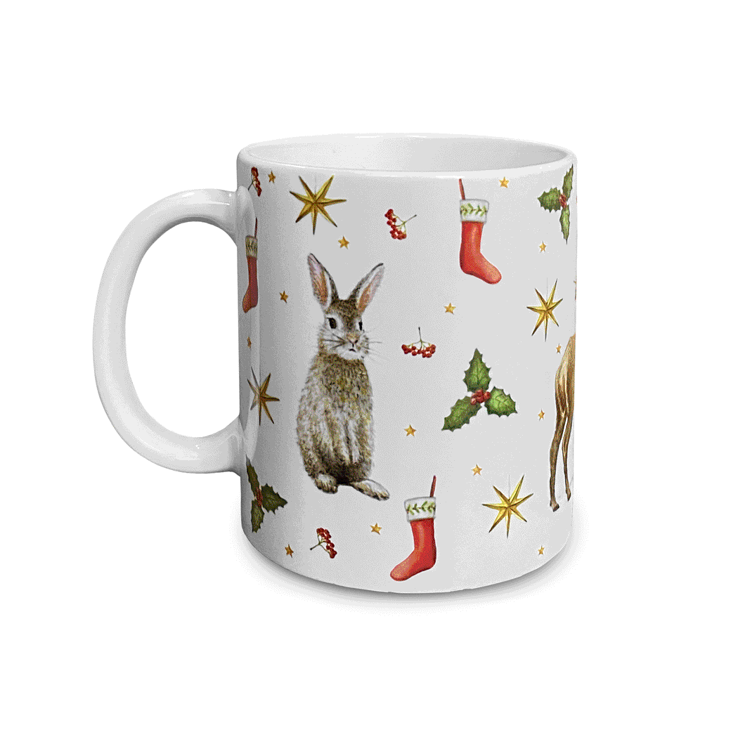 kerstmok Mies to Go handgeschilderd konijn uil hert kerstdecoratie kerstdiner kerstcadeau kerstgeschenk kersttafel kerstdecoratie feestdagen