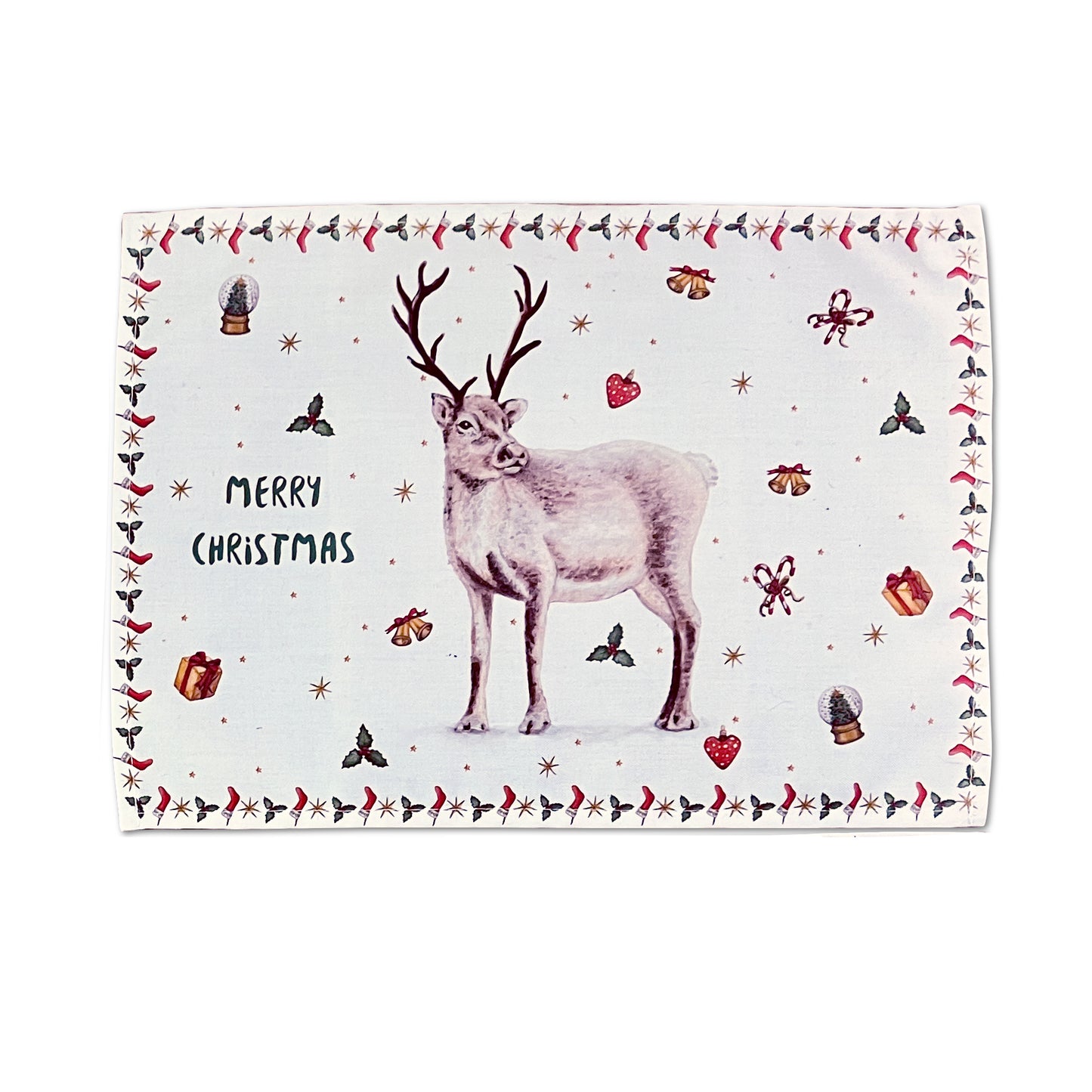 kerstmis kersttafel kerstdecoratie kerstdiner placemat kerstplacemat textiel handgeschilderd design aquarel Mies to Go rendier