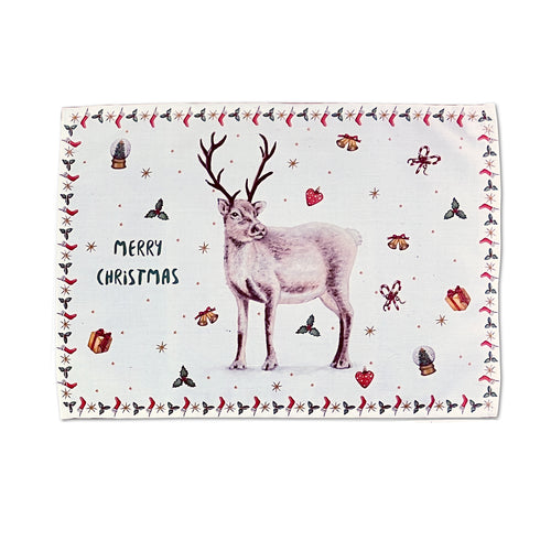 kerstmis kersttafel kerstdecoratie kerstdiner placemat kerstplacemat textiel handgeschilderd design aquarel Mies to Go rendier