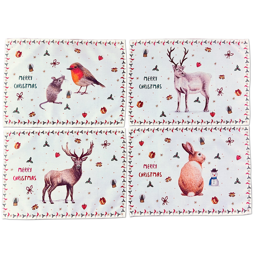 4 Kerst placemats - Merry Christmas