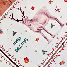 Afbeelding in Gallery-weergave laden, kerstmis kersttafel kerstdecoratie kerstdiner placemat kerstplacemat textiel handgeschilderd design aquarel Mies to Go rendier
