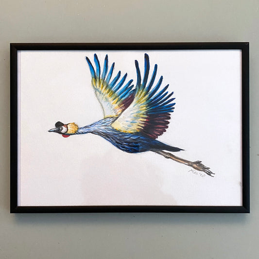 Origineel aquarel schilderij kraanvogel
