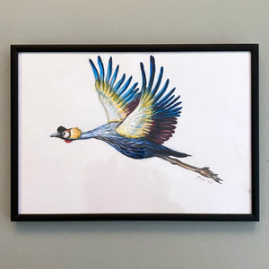 Original Aquarell Kranich