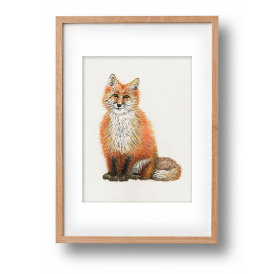 Origineel aquarel schilderij vos