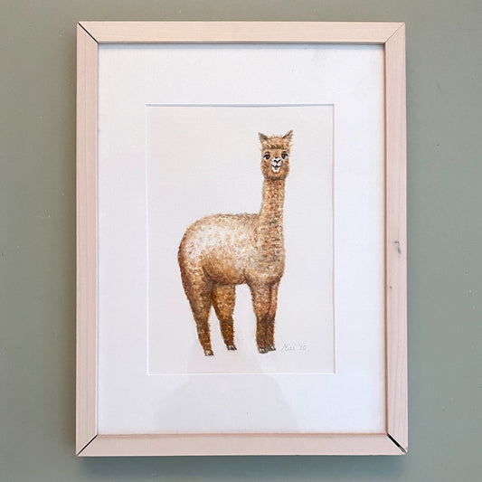 Origineel aquarel schilderij alpaca