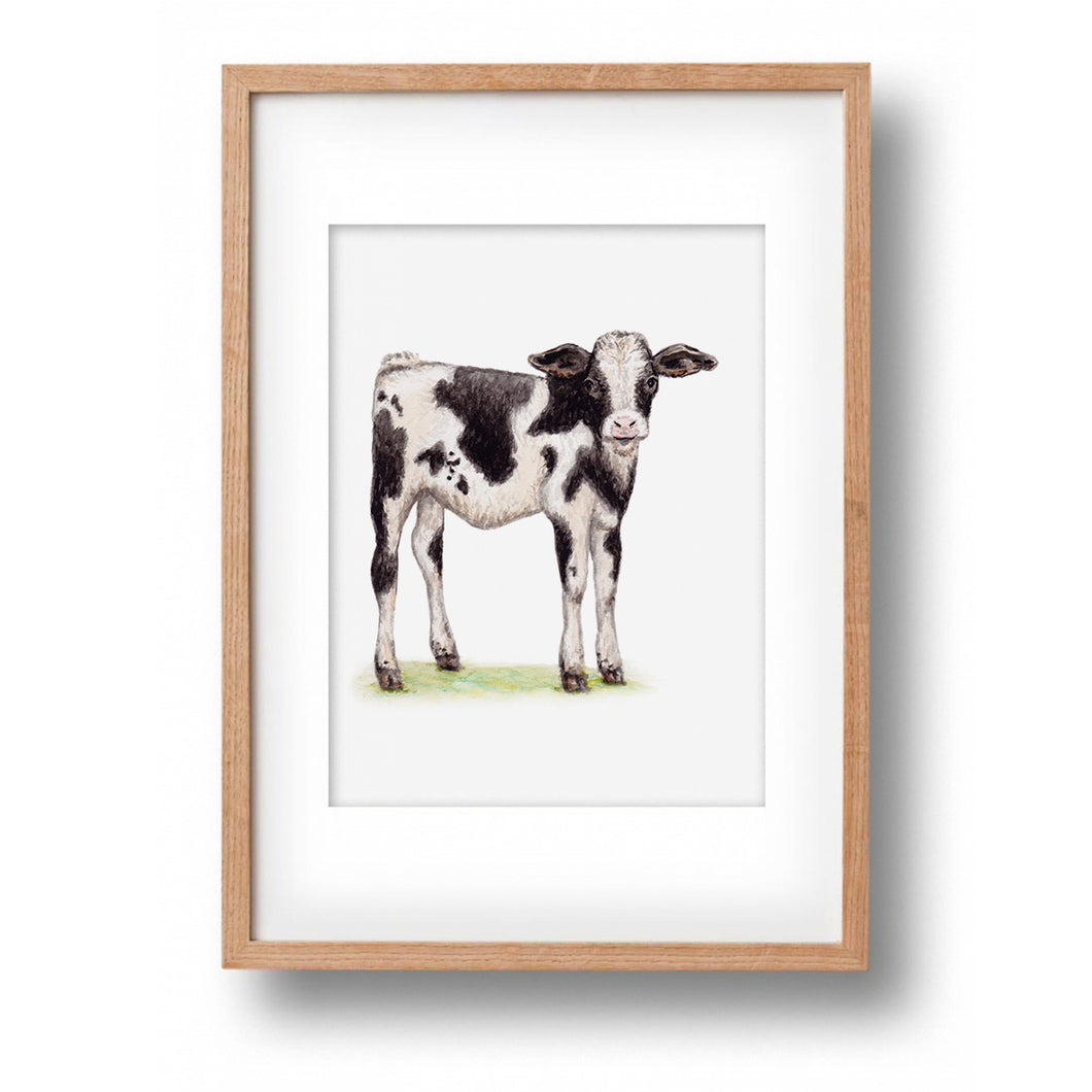 Original watercolor painting of a calf