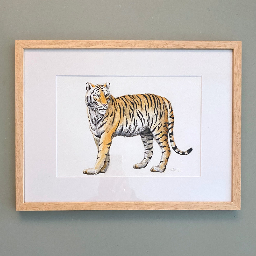 Originele aquarel schilderij tijger