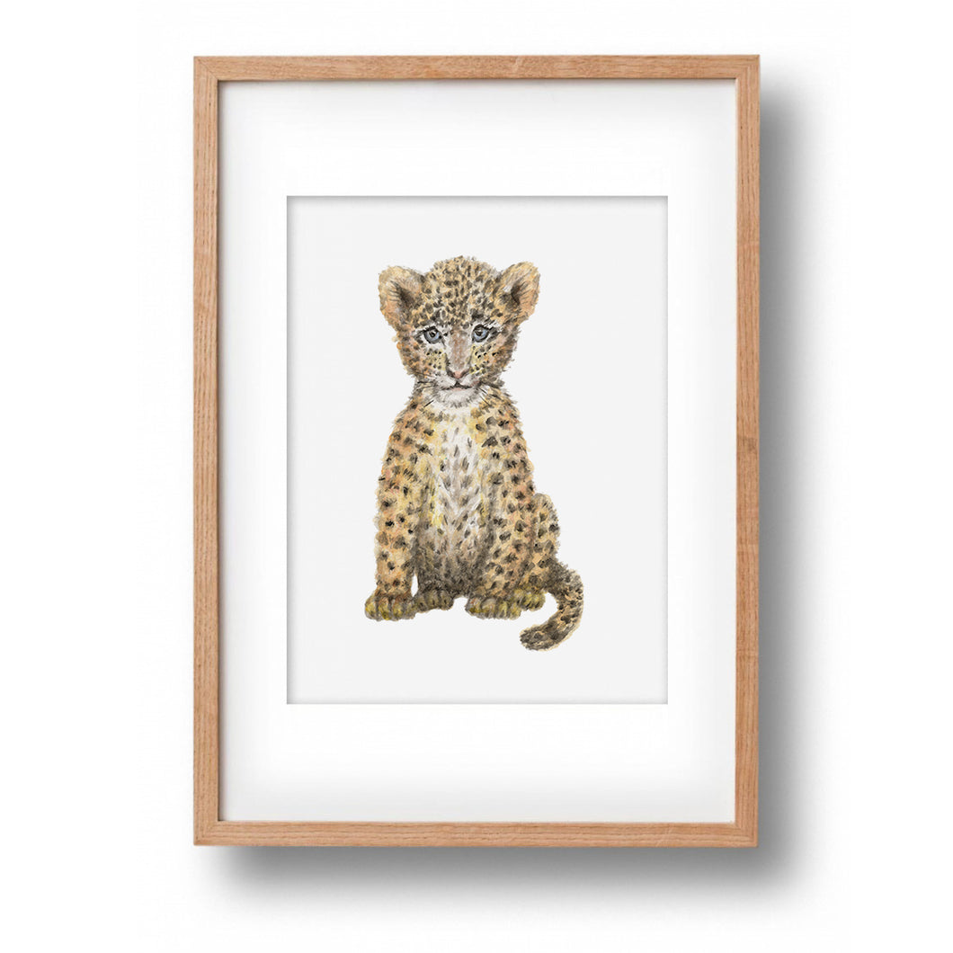Originele aquarel schilderij baby luipaard