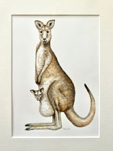 Afbeelding in Gallery-weergave laden, Originele aquarel schilderij kangoeroe mama

