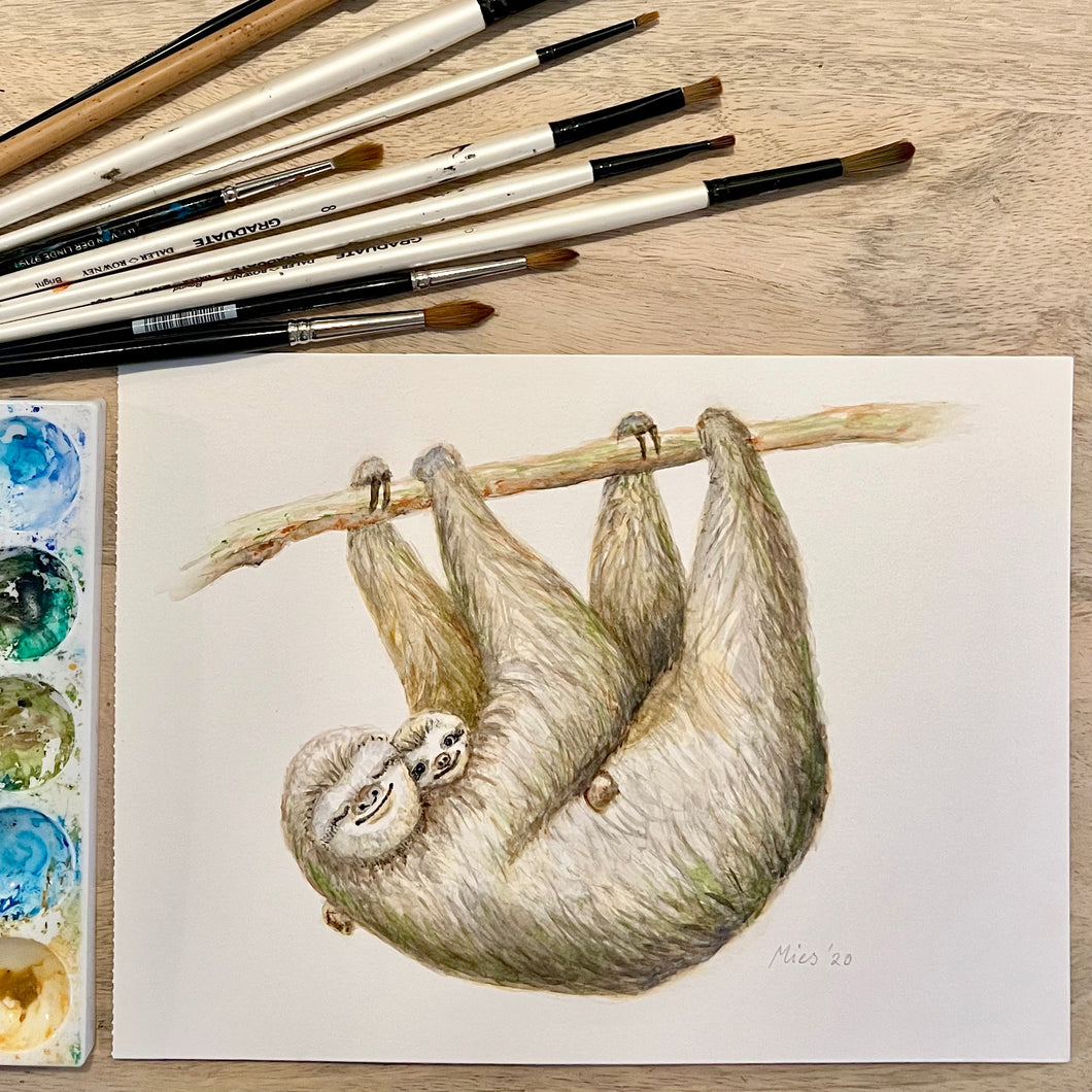 Original watercolour monkey